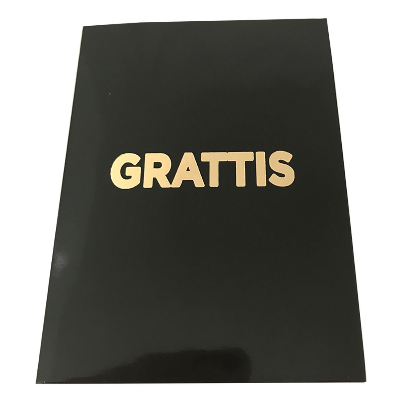 Kort Grattis liten Svart med Guldtext